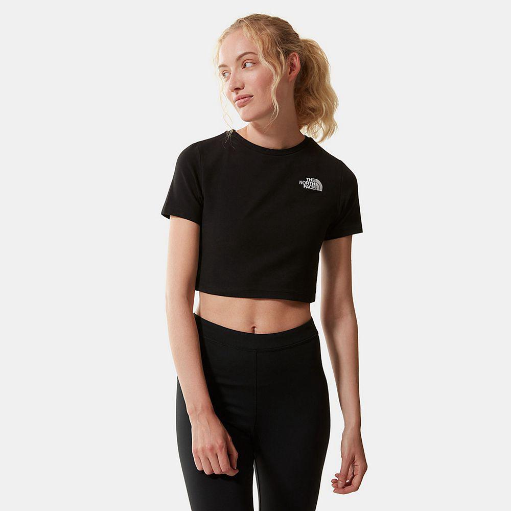 The North Face Crop Γυναικεια T Shirt - Μαυρα (QFSD14076)